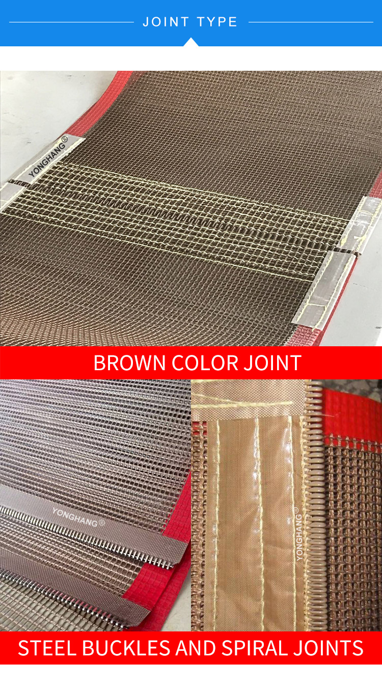 Heat transfer food grade ptfe teflon coated fiberglass mesh conveyer belt 10