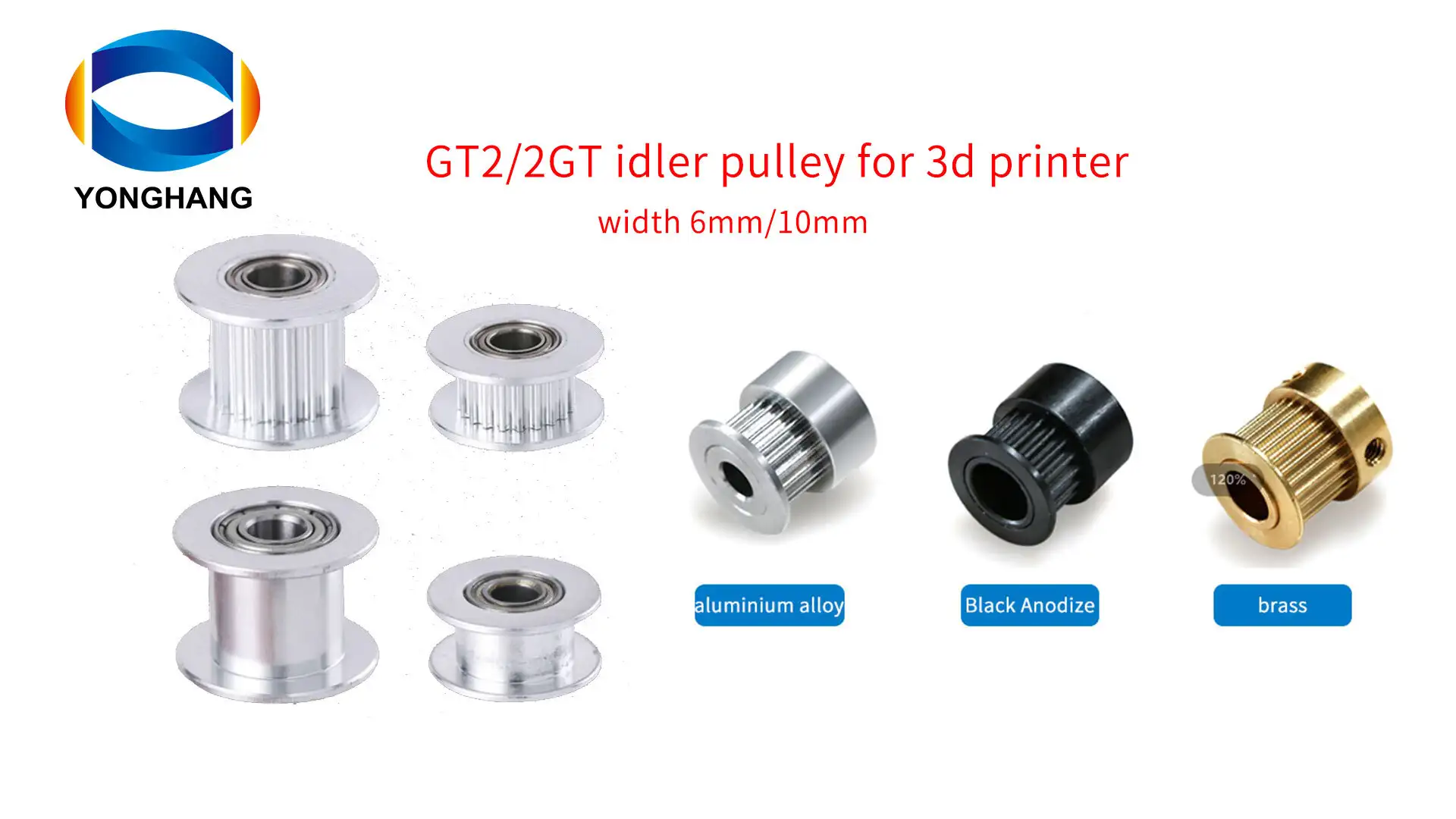 GT2/2GT idler pulley for 3d printer gt2 timing pulley 6mm 8mm 1