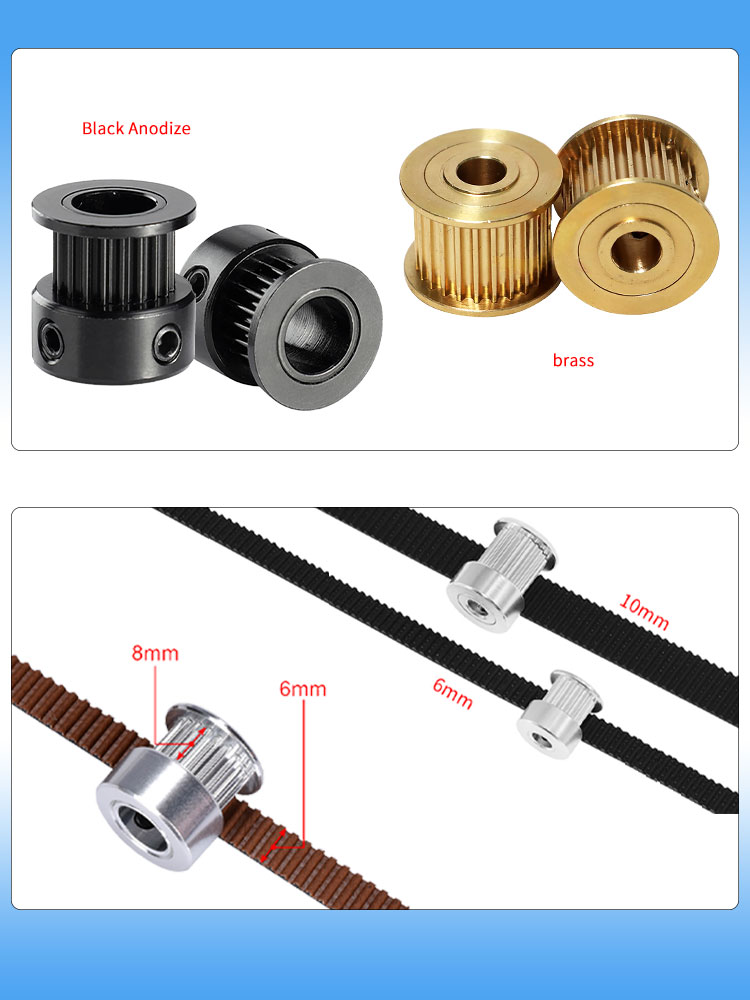 GT2/2GT idler pulley for 3d printer gt2 timing pulley 6mm 8mm 12