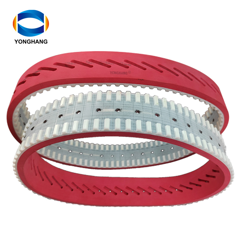 Polyurethane closed loop vacuum Pull down belts with linatex For Vertical Form Fill Sea 7