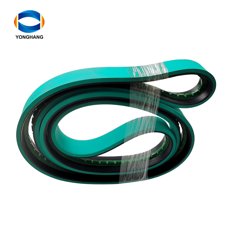 green coated flat drive belts with tooth guide bar 