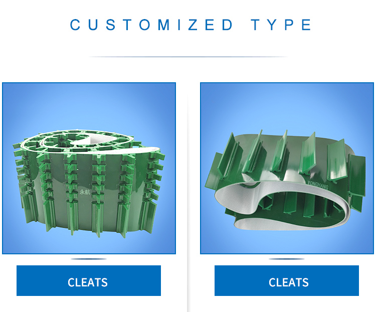 PU/PVC conveyor belt with cleats /with skirt/ PVC belt with baffle Climbing 15