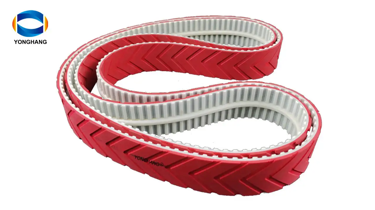 polyurethane toothed belts with red coating grooving 1
