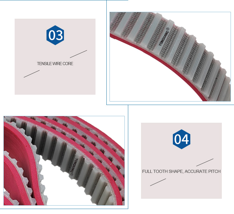 T5 industrial red rubber coating surface pu drive transmission teeth belt 11