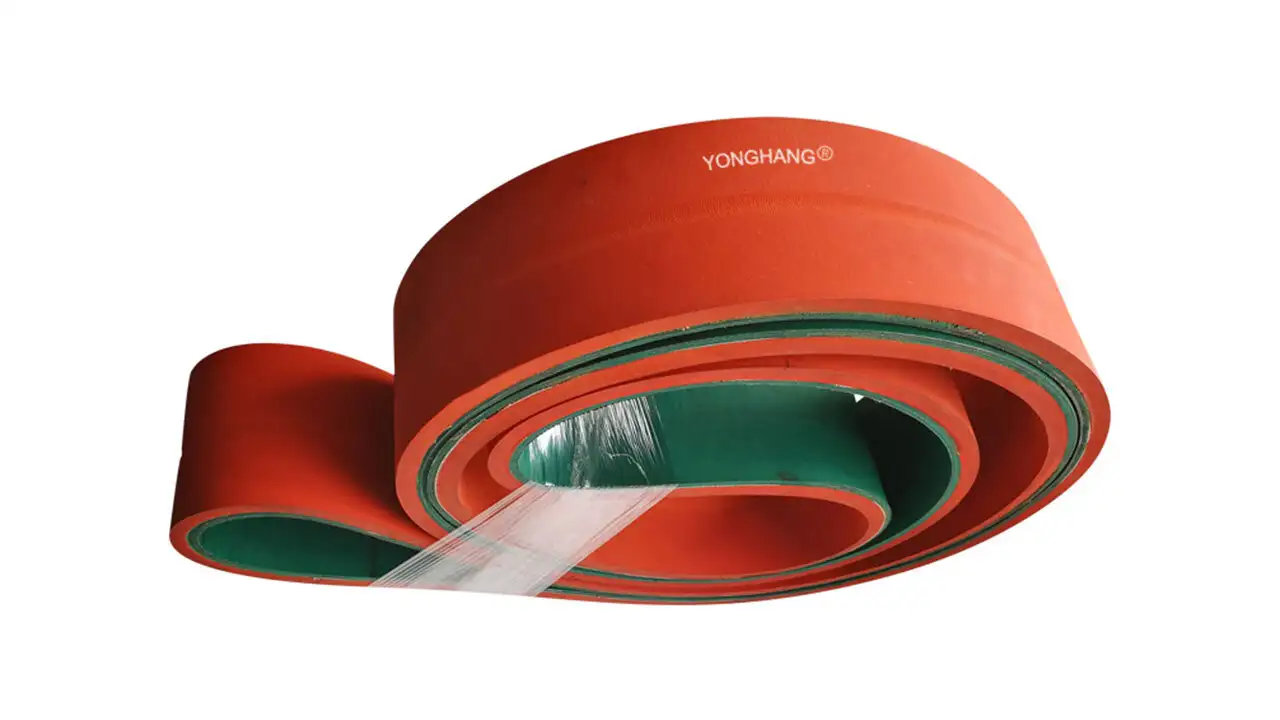 Red Rubber Coating Haul Off Caterpillar extruded Cable Puller Flat Belts 1