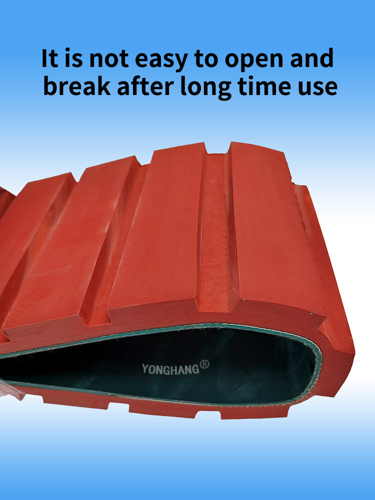 Red Rubber Coating Haul Off Caterpillar extruded Cable Puller Belts with Transverse groove 11