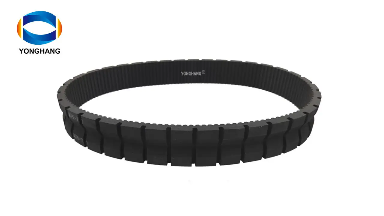 Special customized AT5 seamless endless black rubber transmission timing belt with grooving 1
