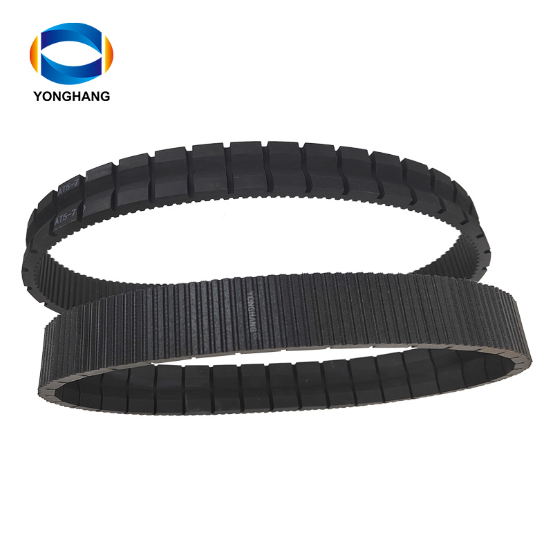 Special customized AT5 seamless endless black rubber transmission timing belt with grooving 7