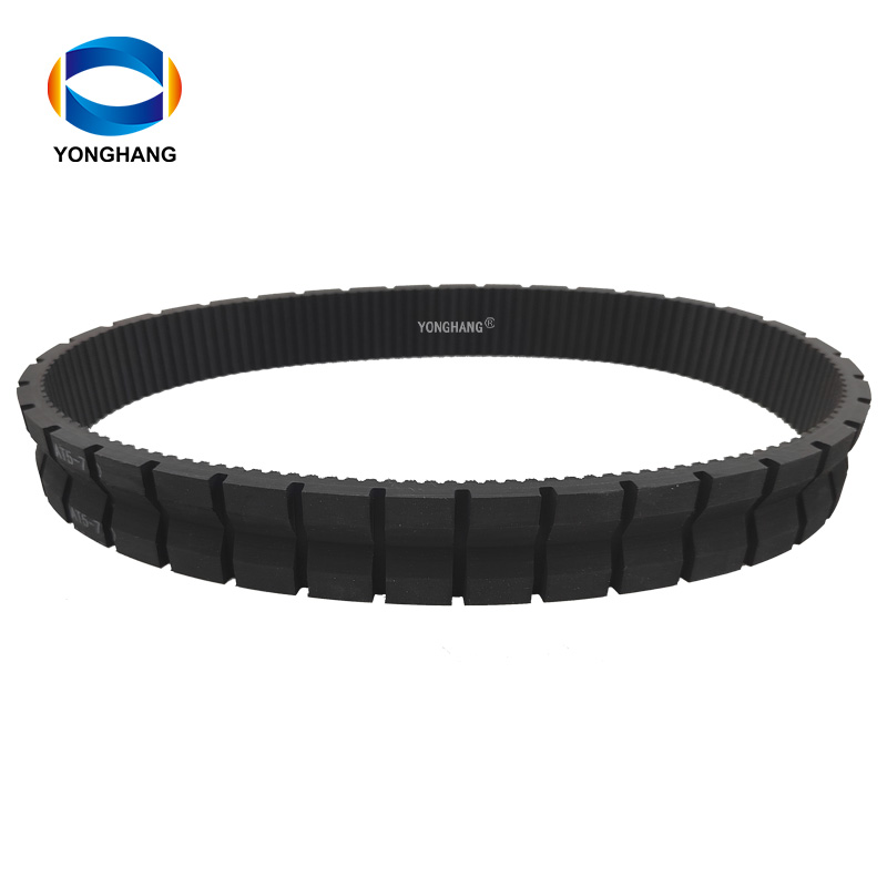 Special customized AT5 seamless endless black rubber transmission timing belt with grooving 9