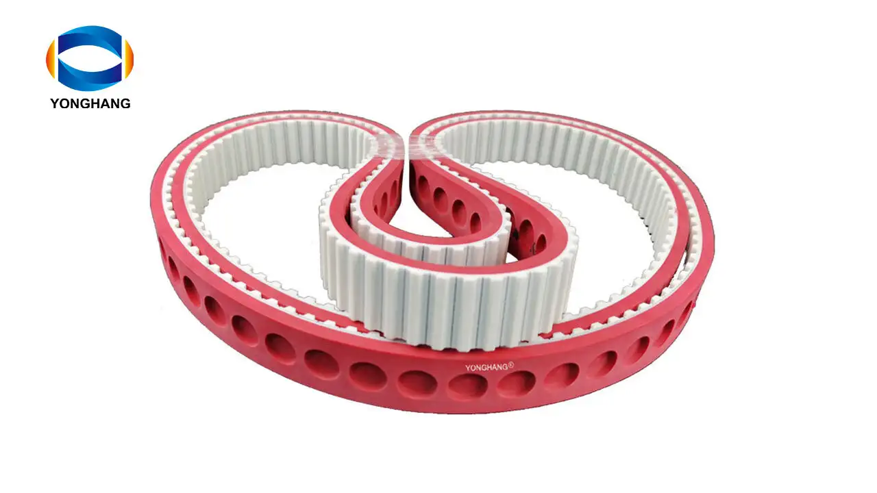 Yonghangbelt Polyurethane single teeth timing drive belt coating grinding round holes 1