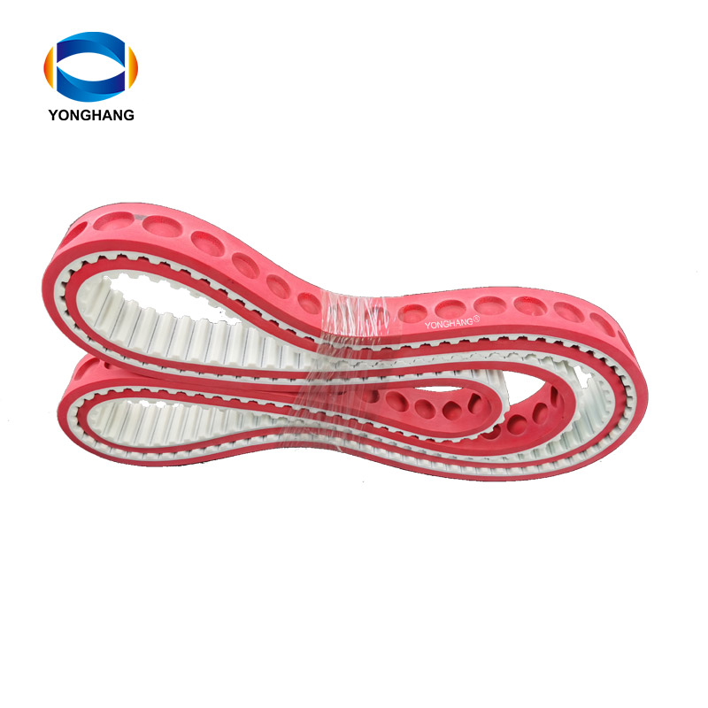 Yonghangbelt Polyurethane single teeth timing drive belt coating grinding round holes 8