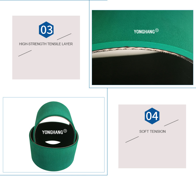 Yonghangbelt custom page paging machine linatex green rubber flat drive belts 4