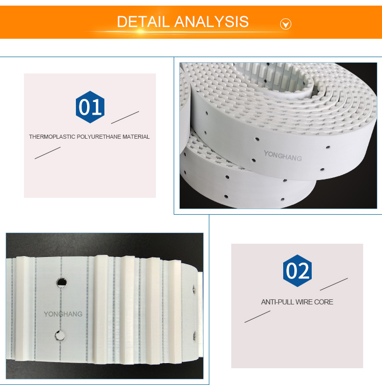 pu timing belt with holes