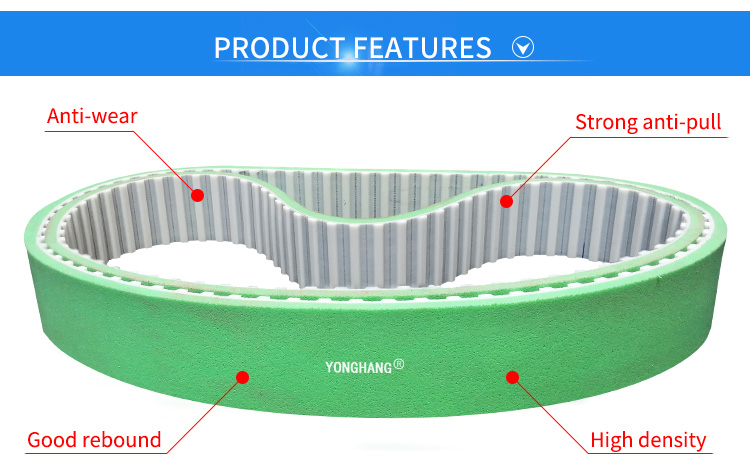 Polyurethane timing belt with sponge coating 4