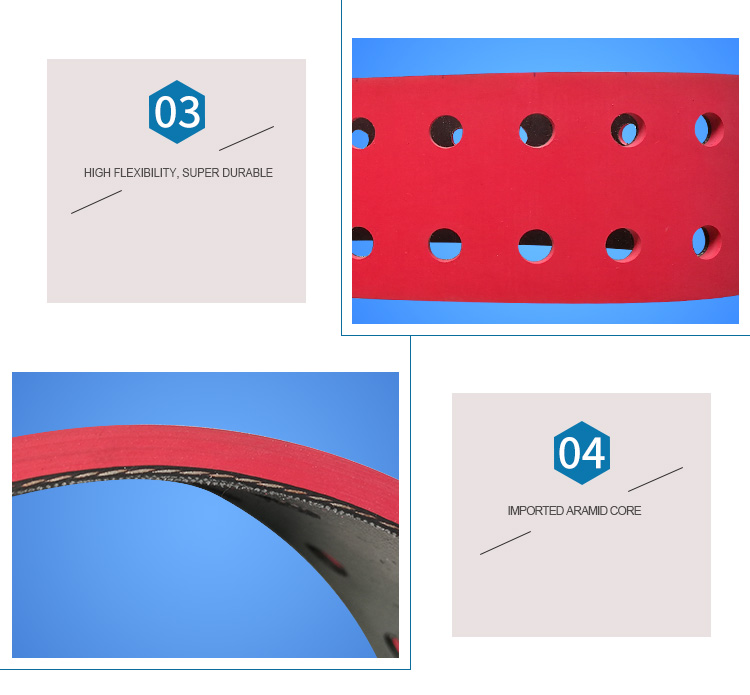 China red rubber flat belt for flute laminator machine yonghangbrelt manufacturers - 4