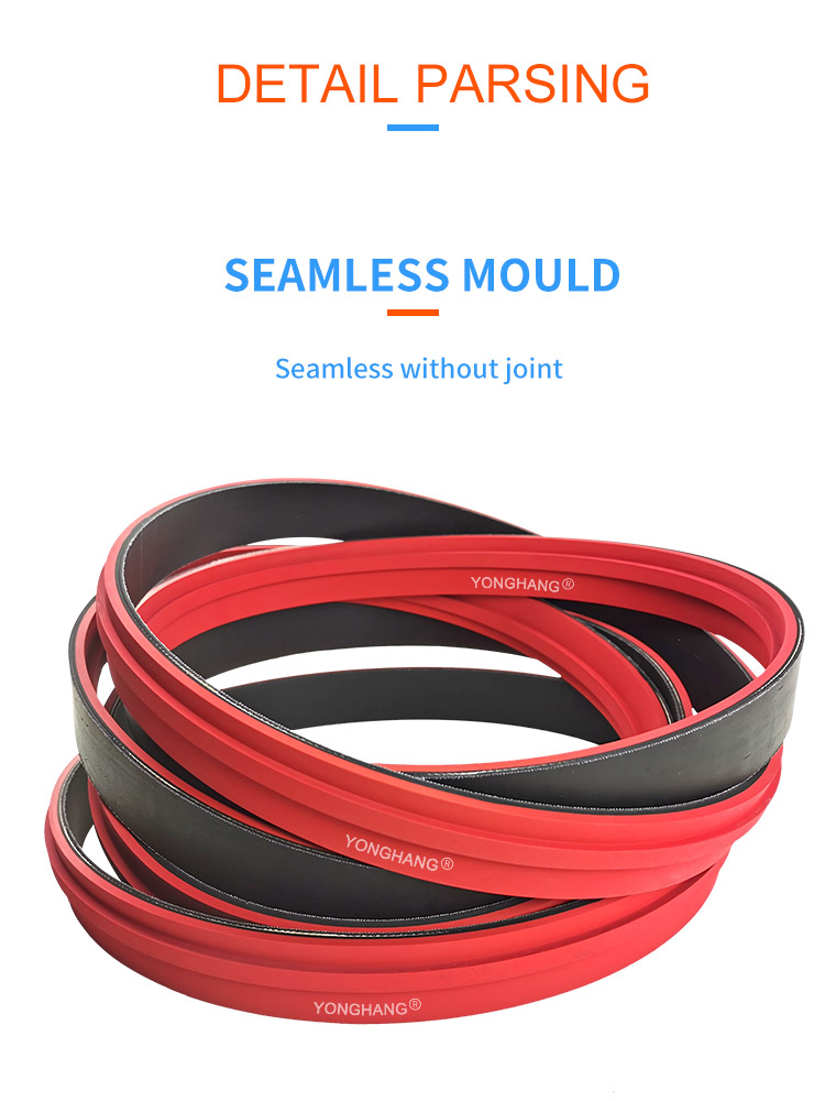 YongHang endless sleeve seamless surface grooving red rubber flat belt for screw capping machine use 4