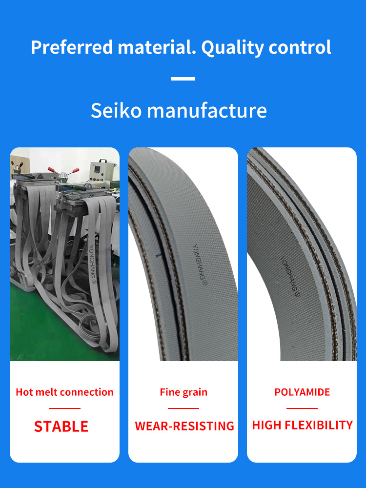 Grey rubber cover polyamide flat belt for folder gluer 4