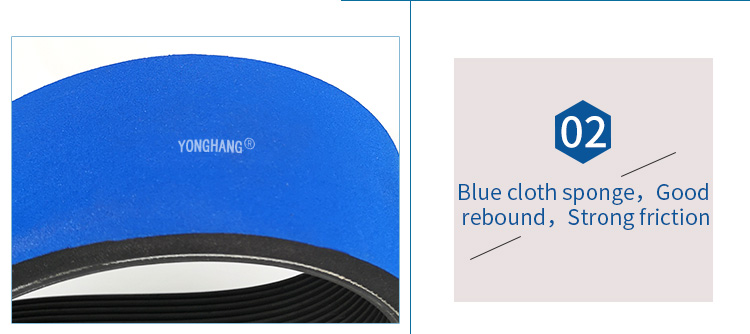 Blue sponge coated ribbed rubber poly v-belt for traction machine 6