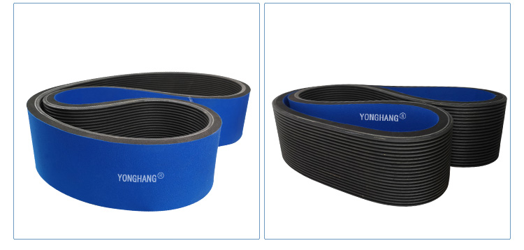 Blue sponge coated ribbed rubber poly v-belt for traction machine 9