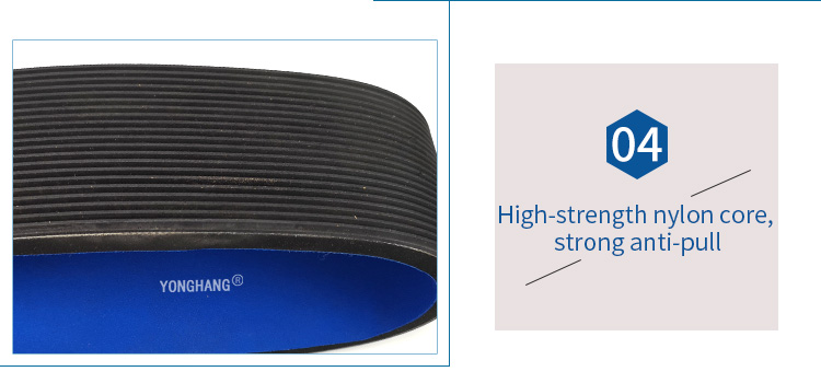 Blue sponge coated ribbed rubber poly v-belt for traction machine 8