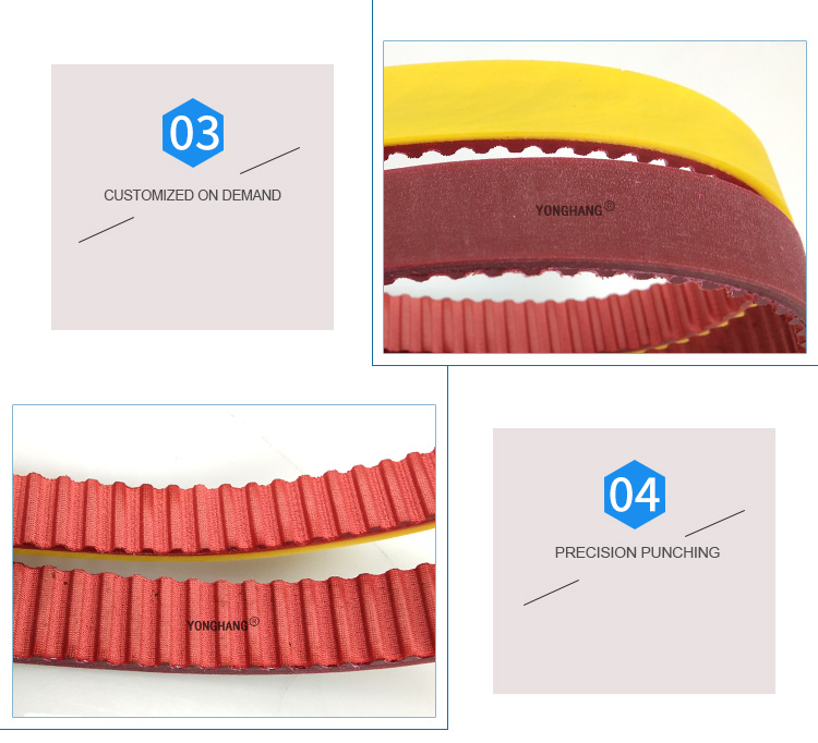 Special customized  Seamless Red Yellow PU T5 synchronous belt 6