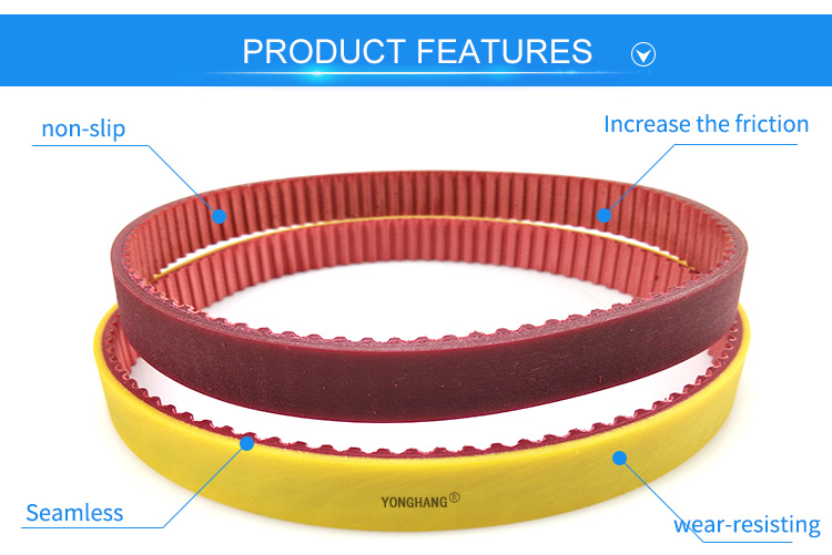 Special customized  Seamless Red Yellow PU T5 synchronous belt 4