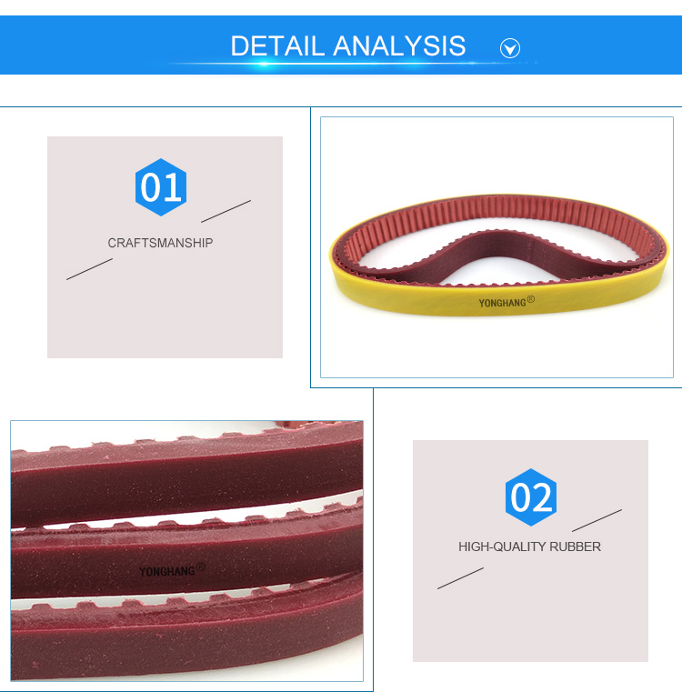 Special customized  Seamless Red Yellow PU T5 synchronous belt 5