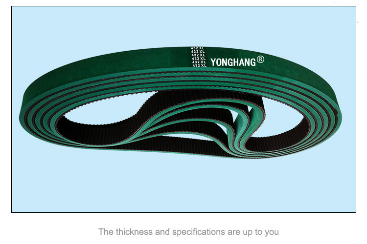 Yonghangbelt Custom High Quality  Green Rubber 432XL Timing belt for Paper Folding machine 5