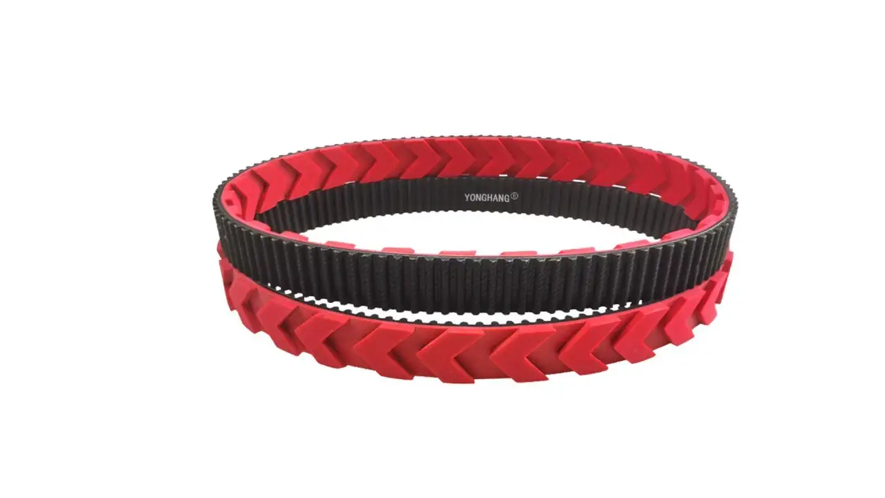 Yonghangbelt Custom Rubber  Synchronous Robot Caterpillar Belt with Red Coating 1