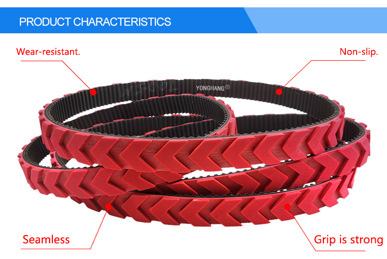 Yonghangbelt Custom Rubber  Synchronous Robot Caterpillar Belt with Red Coating 4