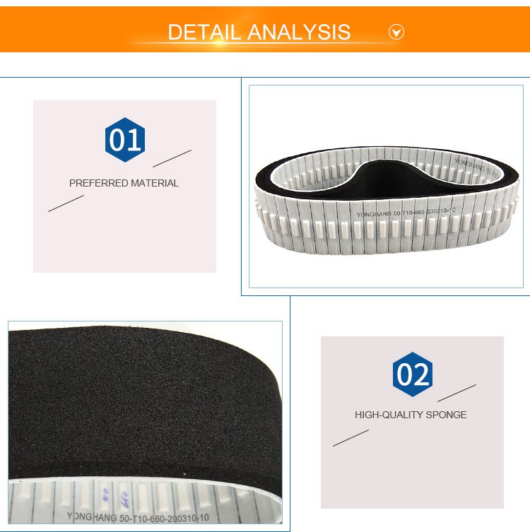 Black Sponge Polyurethane Timing Belt with centre grinding width 9