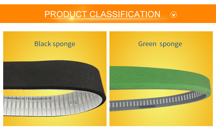 Black Sponge Polyurethane Timing Belt with centre grinding width 7