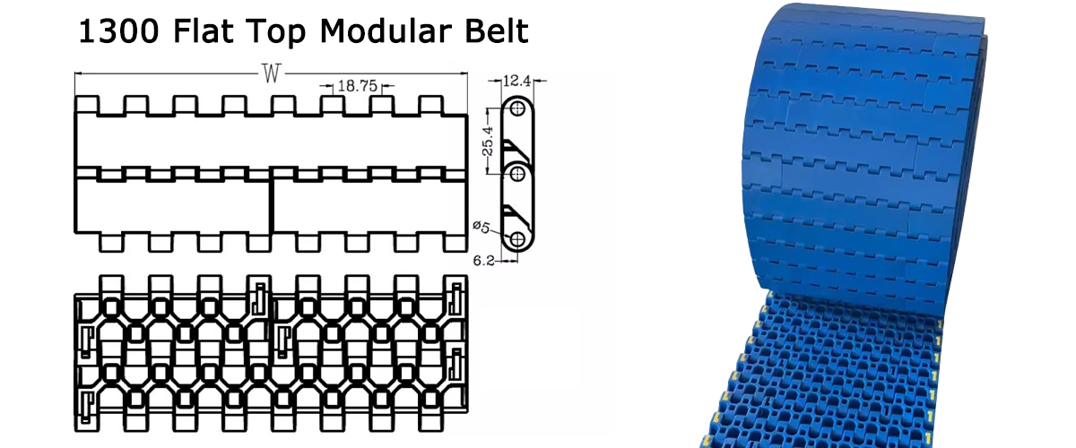 Correia transportadora de módulo 1300 com passo de 25,4 mm. 5