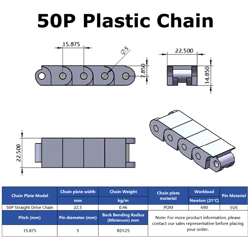 50P plastic straight chain