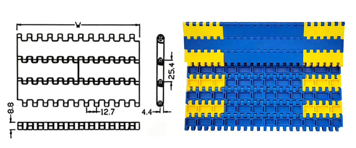 2540 Flat Top Modular Plastic Conveyor Belt for Heavy Duty Corrugated Industry 7