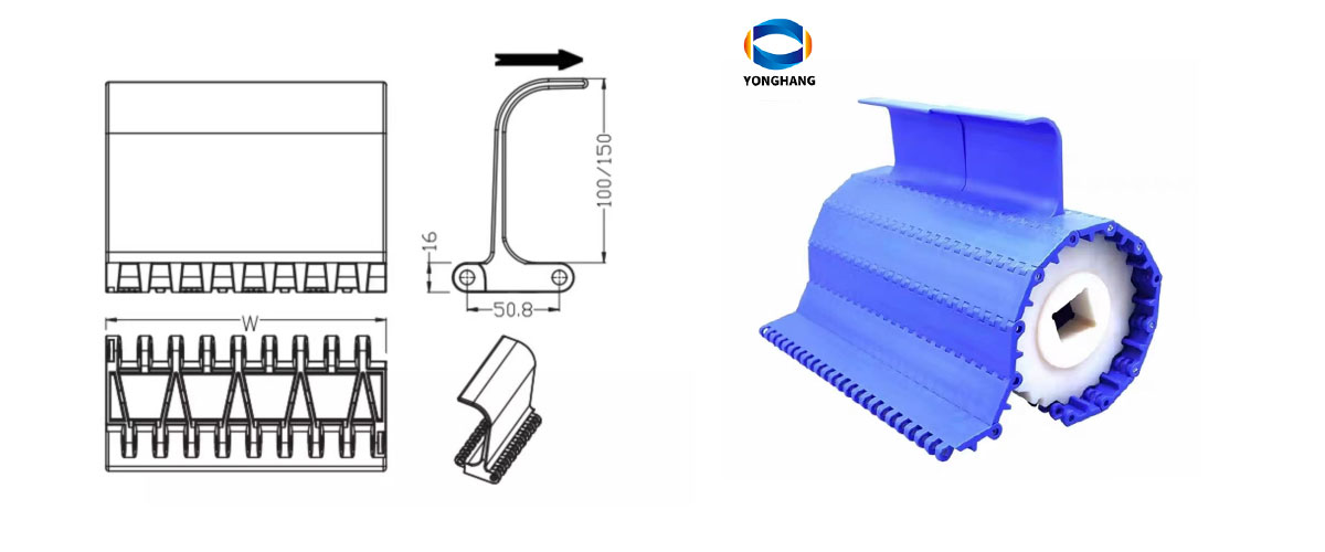 Correia transportadora modular de plástico da série OPB, passo 50,8 mm 13