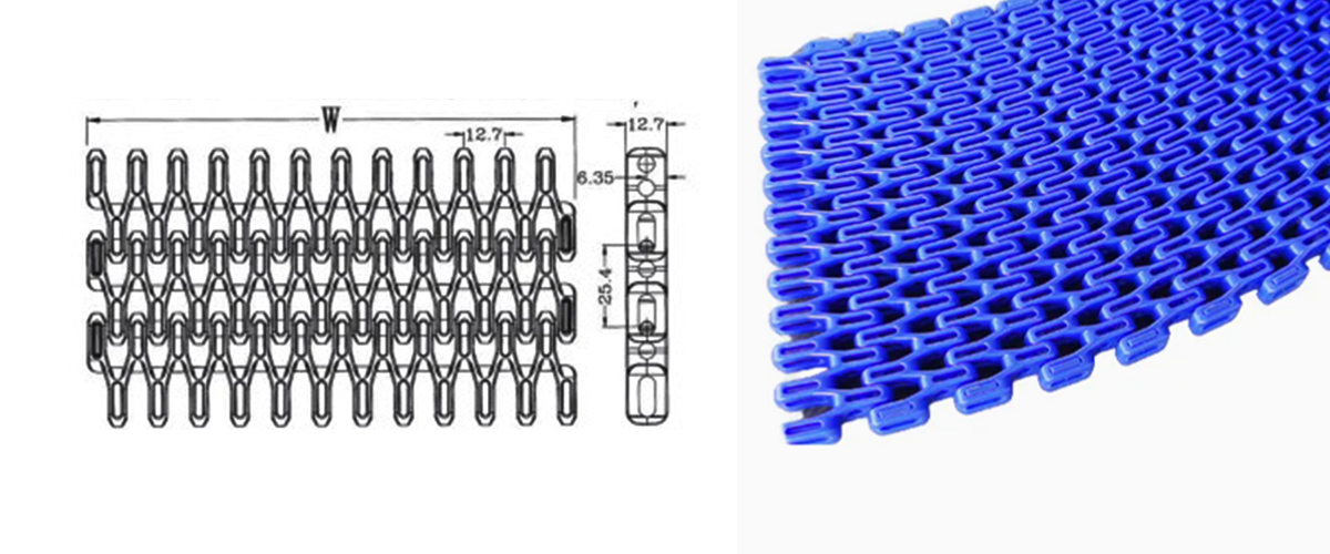 7100 series flush grid modular Conveyor belt Pitch 25.4 ​ 7