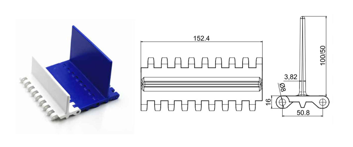 800 pitch: 50.8mm White falt top modular conveyor belt 11