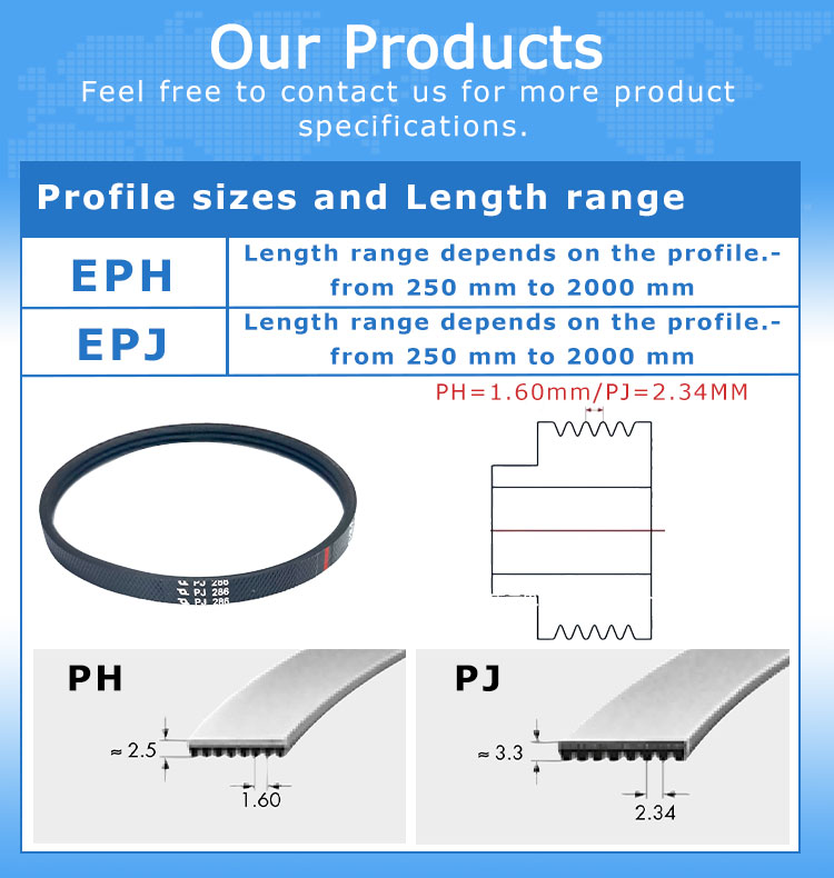 Elastic Multi-Groove Ribbed Belt EPJ Poly V Belt for Logistics Conveyor Roller Drive 9