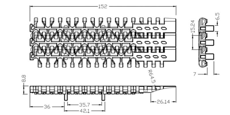 1100F Pitch 15.24 Plastic chain plate modular conveyor belt 9