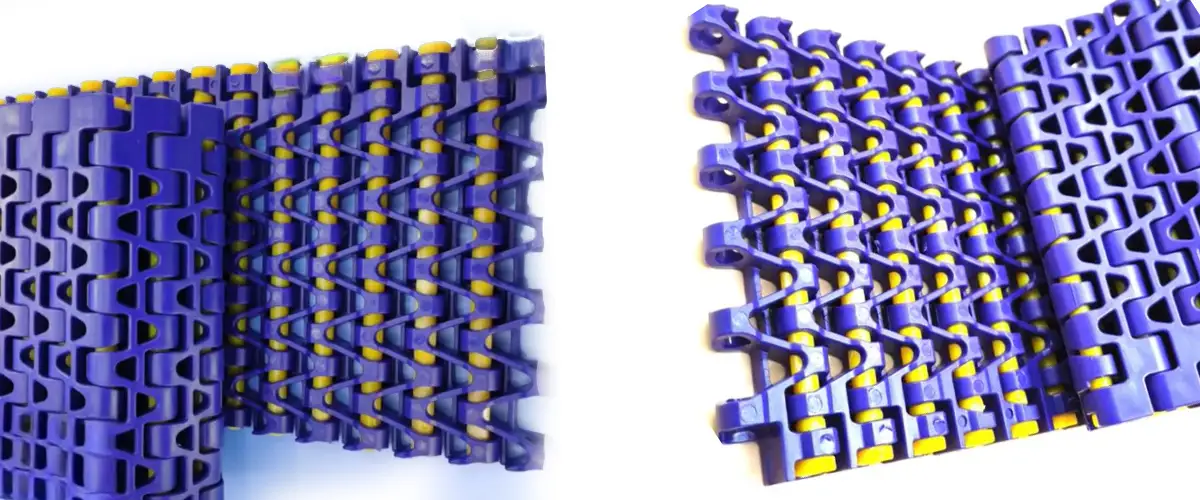 1230 Blue Color Pitch 12.7mm POM PP Plastic Turning Curved Modular belt for Washing of fruits and vegetables 1