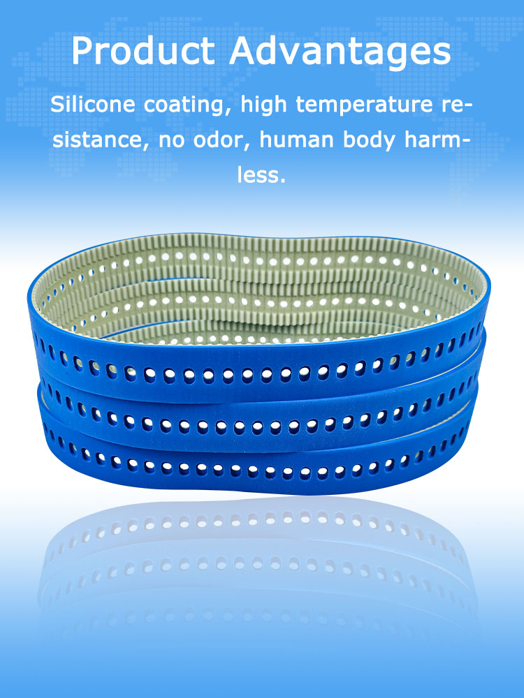 Customized Blue Silicone Coated Vacuum Feeder Belts 12