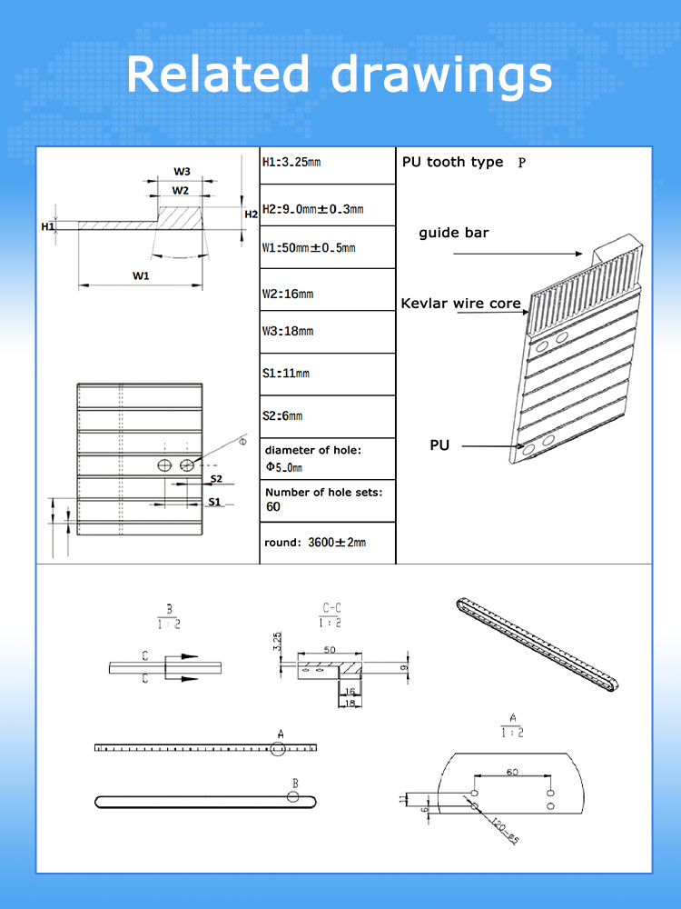 T10-3600-50mm P3-3600-50-3mm pu powerless treadmill belts 11