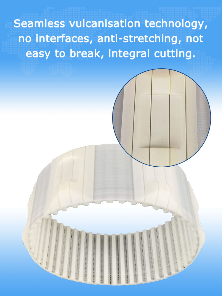 T10-480-74mm T10-480-190mm seamless cpu  timing belt cleats for tobacco industry 11