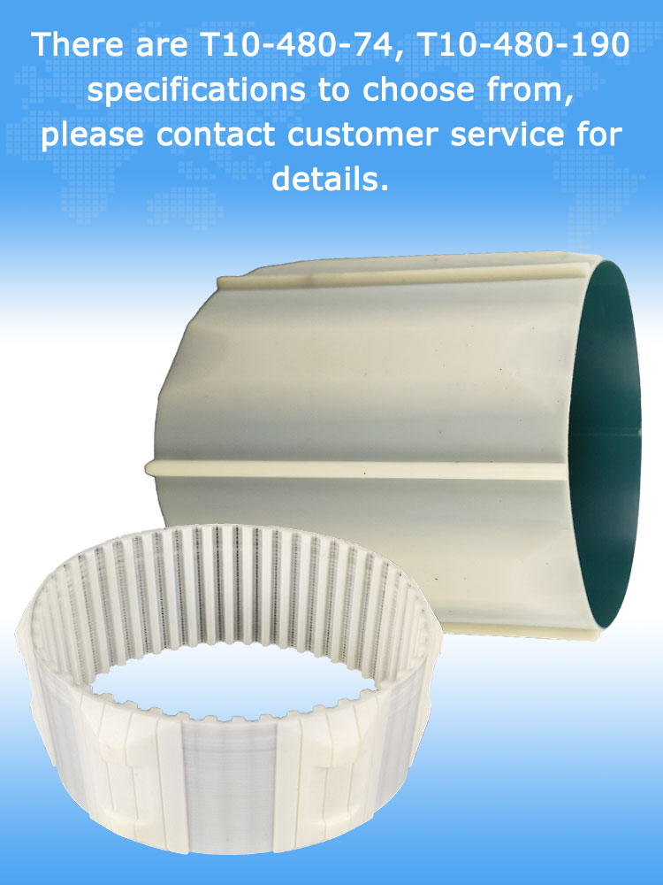 T10-480-74mm T10-480-190mm seamless cpu  timing belt cleats for tobacco industry 12