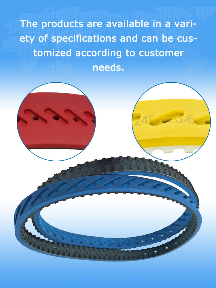 Blue rubber coated  vffs pull draw down seamless grabber belts 11