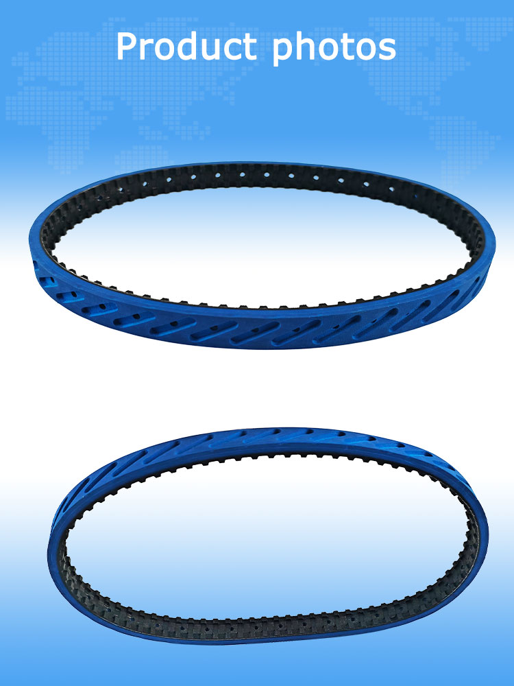 Blue rubber coated  vffs pull draw down seamless grabber belts 12
