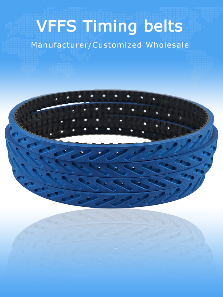 Blue rubber coated  vffs pull draw down seamless grabber belts 8