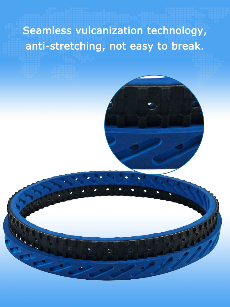 Blue rubber coated  vffs pull draw down seamless grabber belts 10