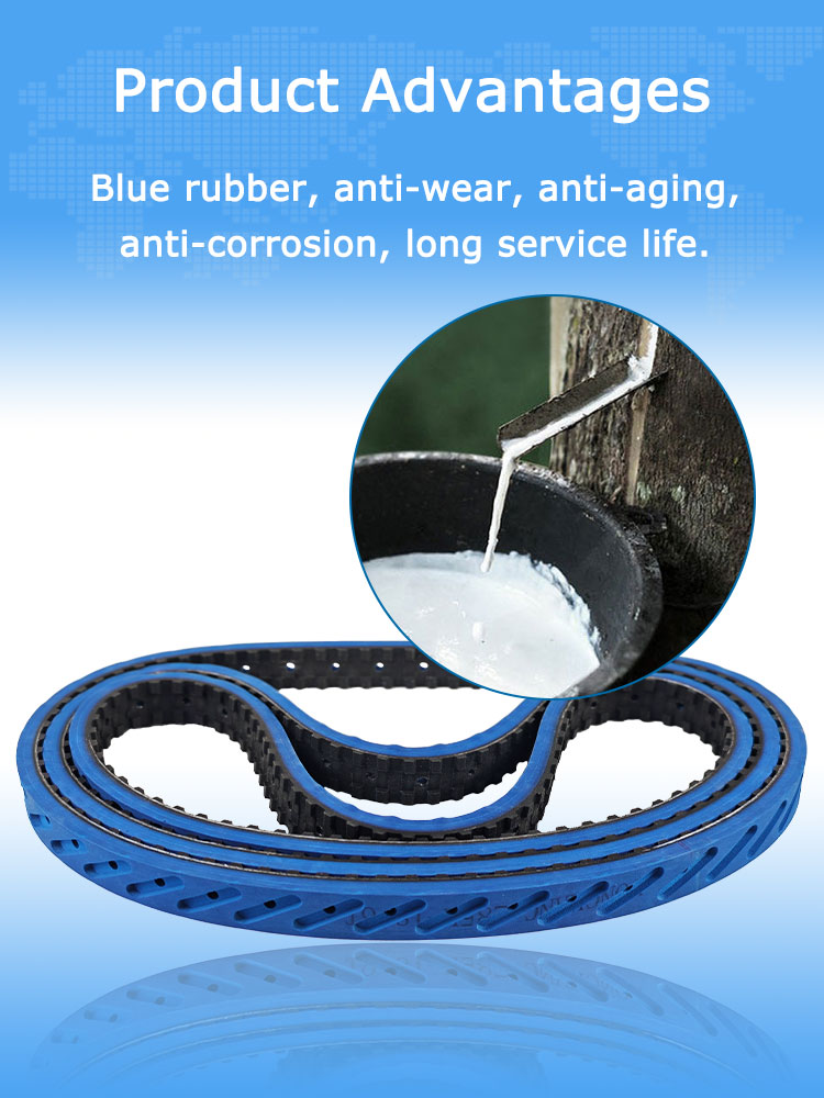 Blue rubber coated  vffs pull draw down seamless grabber belts 9